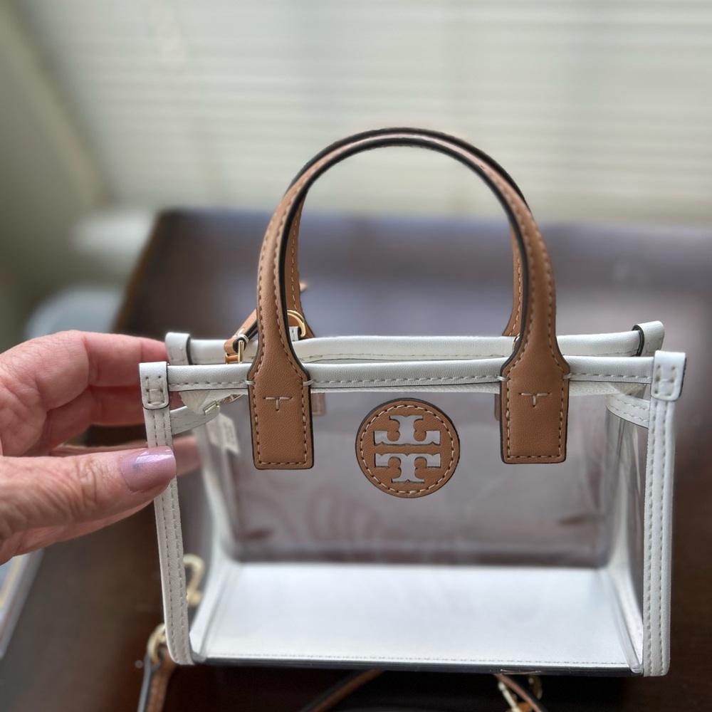 Tory Burch White and Tan Clear Women's Bag. Think football games with this cute.